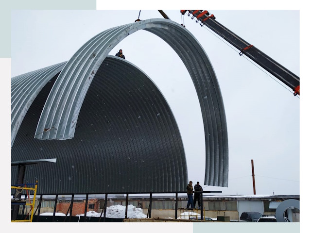 Полукруглые ангары в Осинниках